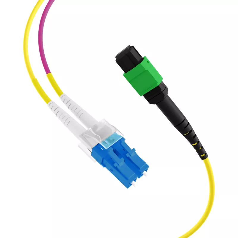 EFB Elektronik Cable troncal MPO-PLUS/APC(F)-LC OS2 8 fibras Tipo B, LSZH, amarillo, 1m MPOF08LCOS2-1