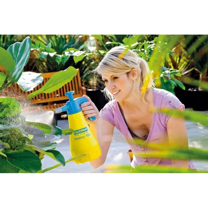 GLORIA Hobby 100 pulverizador de presión manual 1,3 L azul amarillo plástico latón/plástico 3 bar 000015.0000