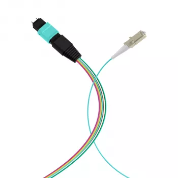 MPO-PLUS (M) a LC cable fanout OM3 12 fibras tipo B LSZH aqua 0,4 m MPOM12LCOM3-0,4