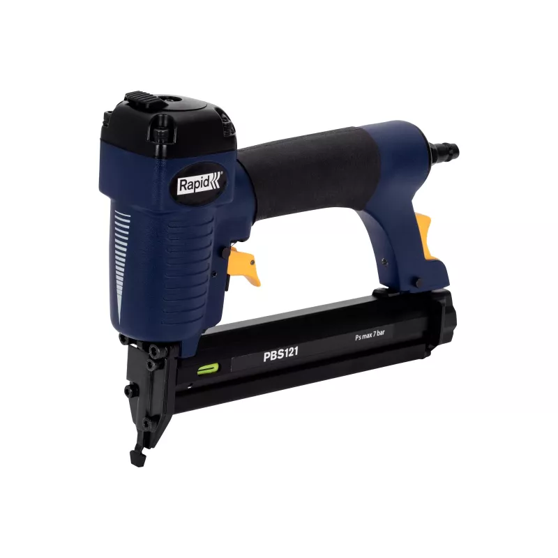 RAPID TOOLS Clavadora y grapadora neumática PBS121 azul/amarillo con maletín para grapas tipo 606 (12-30 mm) y clavos tipo 8 5000053
