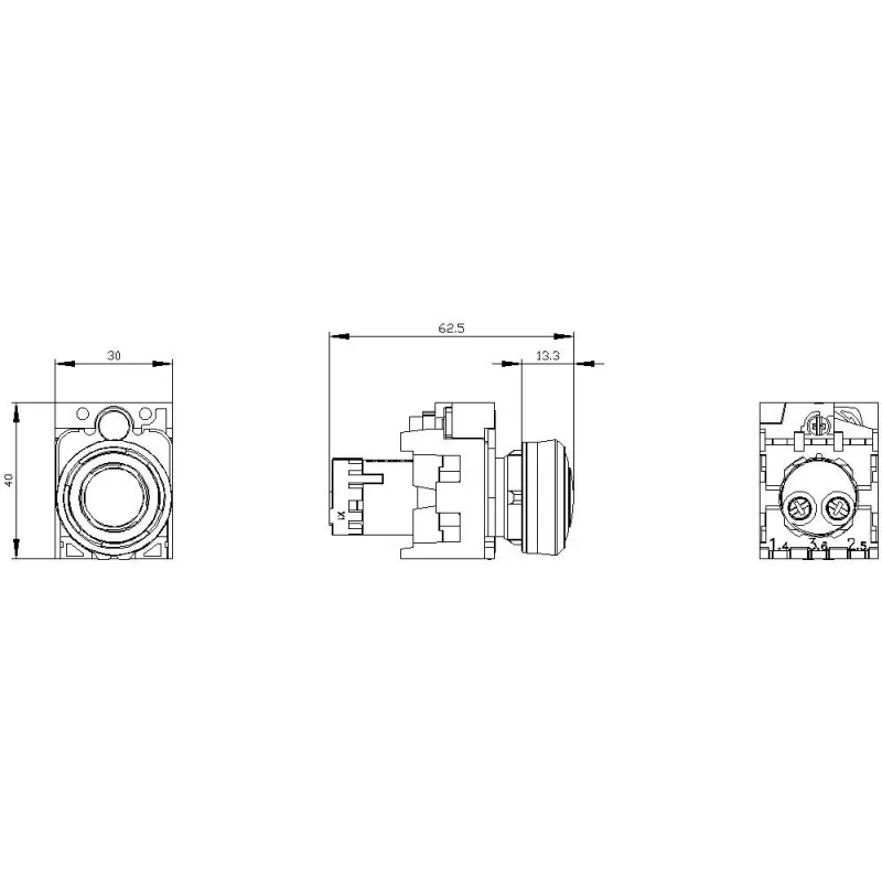 Siemens SIRIUS ACT 3SU1200-6KB10-1AA0 Avisador acústico, 22 mm redondo, plástico, negro, 24 V AC/DC, IP66/IP67/IP69K