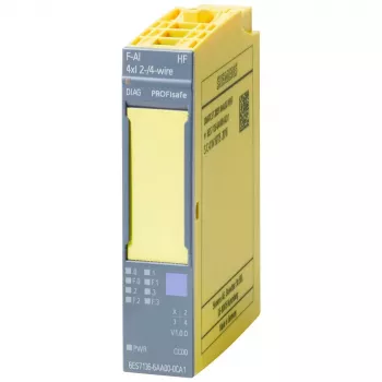 Siemens SIMATIC ET 200SP Módulo de entrada analógica failsafe F-AI 4xI (0)4..20mA HF, 4 canales, 16 bits, SIL 3, PL e, 20 mm de ancho, 6ES7136-6AA00-0CA1