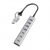 LogiLink Hub USB 3.0, 7 puertos, 4x USB-A 3x USB-C, carcasa de aluminio
