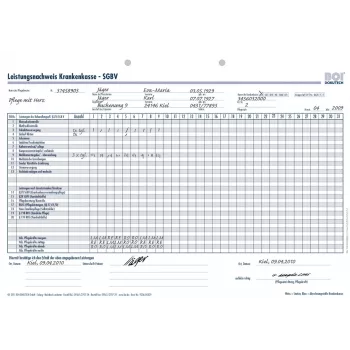 BOI formularios de justificante de prestaciones para la seguridad social SGB V, 50 hojas, A4, blanco 9206-00329