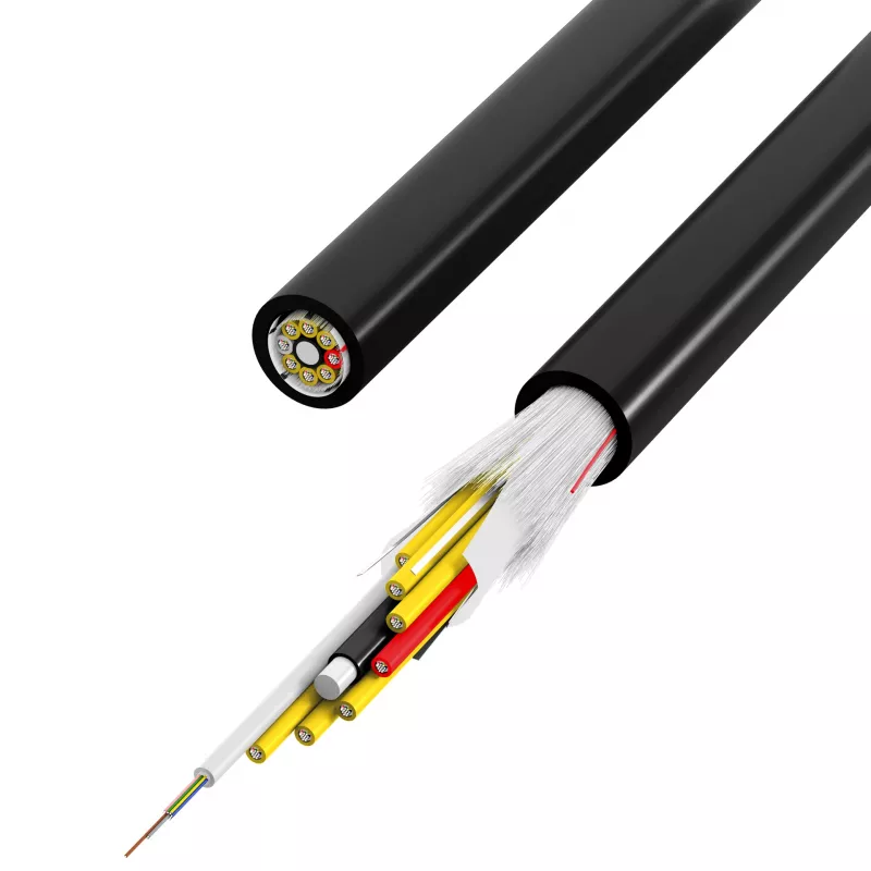 INFRALAN U-DQ(ZN)BH OS2 48E (4x12) Eca 5000N LSZH negro 11,2 mm cable de fibra óptica G657A1 54448.1D-E5