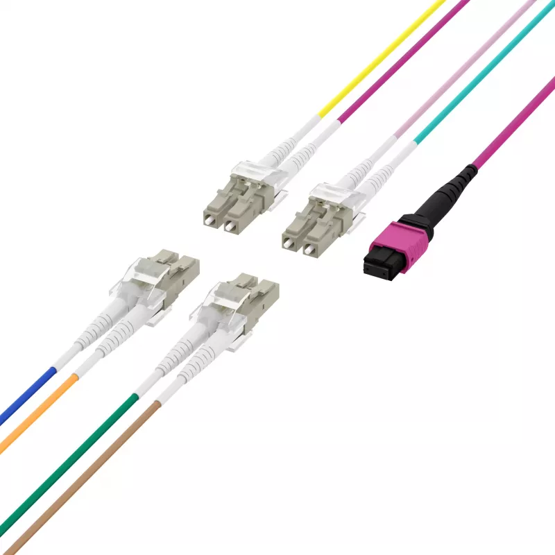 EFB Elektronik cable troncal MPO-PLUS(F)-LC OM4 8 fibras tipo B LSZH violeta brezo 2m MPOF08LCOM4-2