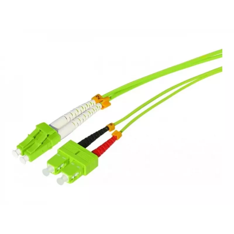 Tecline HD OM5 cable de fibra óptica multimodo 50/125 µm, LC dúplex a SC dúplex, verde lima, 3,0 m 796LS03