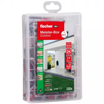 FISCHER práctico surtido de tacos y tornillos para exteriores y zonas húmedas 130 piezas 561385