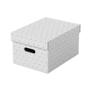 Caja de almacenamiento LEITZ 628282 Home Medium, set de 3 piezas, blanco, 100% cartón ondulado reciclado, tapa extraíble, apilable