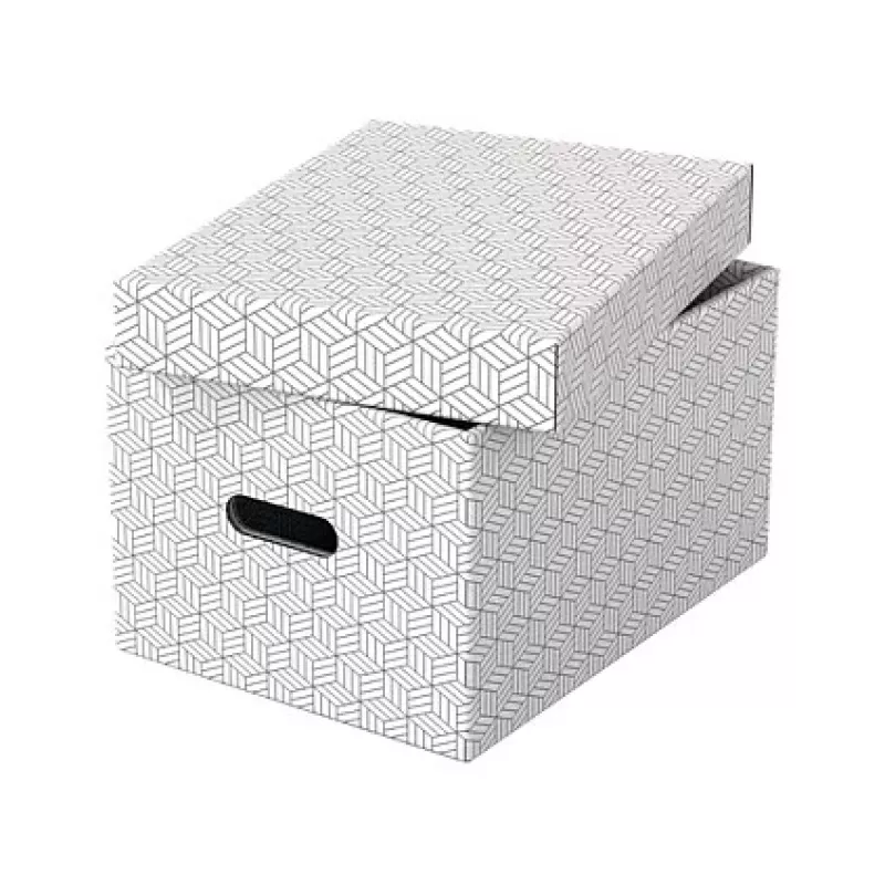 Caja de almacenamiento LEITZ 628282 Home Medium, set de 3 piezas, blanco, 100% cartón ondulado reciclado, tapa extraíble, apilable