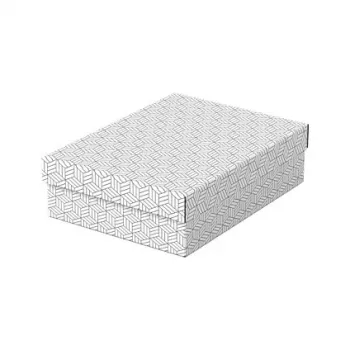 LEITZ Home M Set de cajas de almacenamiento y regalo con 3, Blanco, 100% cartón ondulado reciclado, tapa extraíble 628284