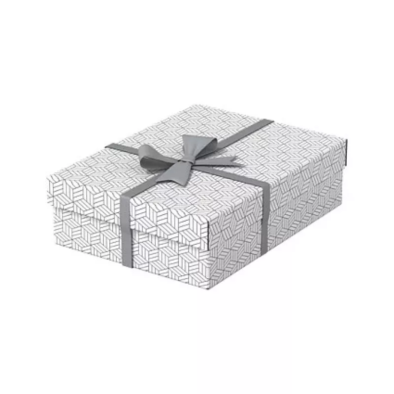 LEITZ Home M Set de cajas de almacenamiento y regalo con 3, Blanco, 100% cartón ondulado reciclado, tapa extraíble 628284