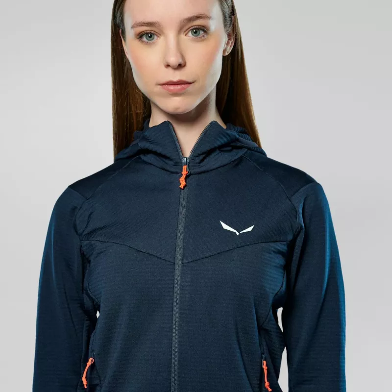 Salewa Puez Altavia PL HD Chaqueta de forro polar Mujer con cremallera completa y capucha - Navy Blazer