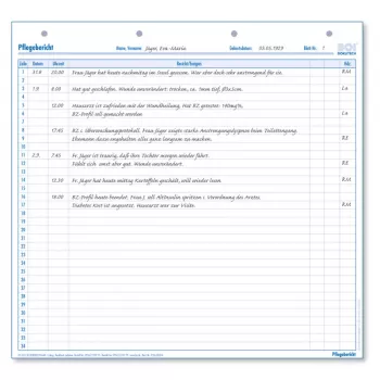 BOI Formularios de informe de cuidados, a doble cara, A4, 50 hojas, blanco (9206-00304)