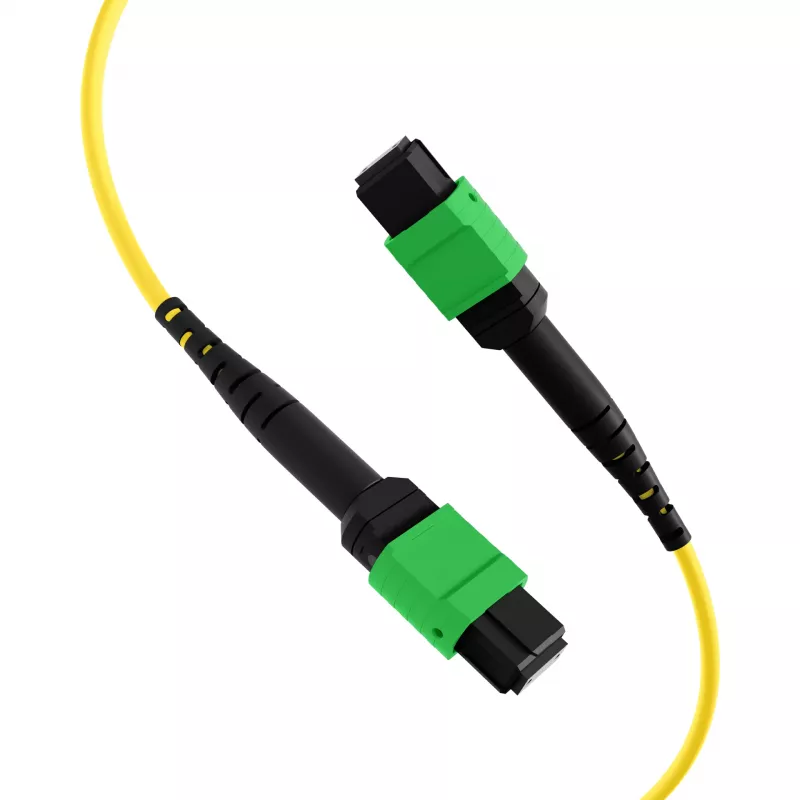 EFB Elektronik MPOF12MPOFOS2-2 cable de parcheo MPO-PLUS APC hembra a MPO-PLUS APC hembra OS2 monomodo 12 fibras tipo B LSZH amarillo, 2m