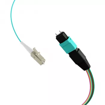 MPO-PLUS (M) a LC cable fanout OM3 12 fibras Type B LSZH aqua 1m MPOM12LCOM3-1