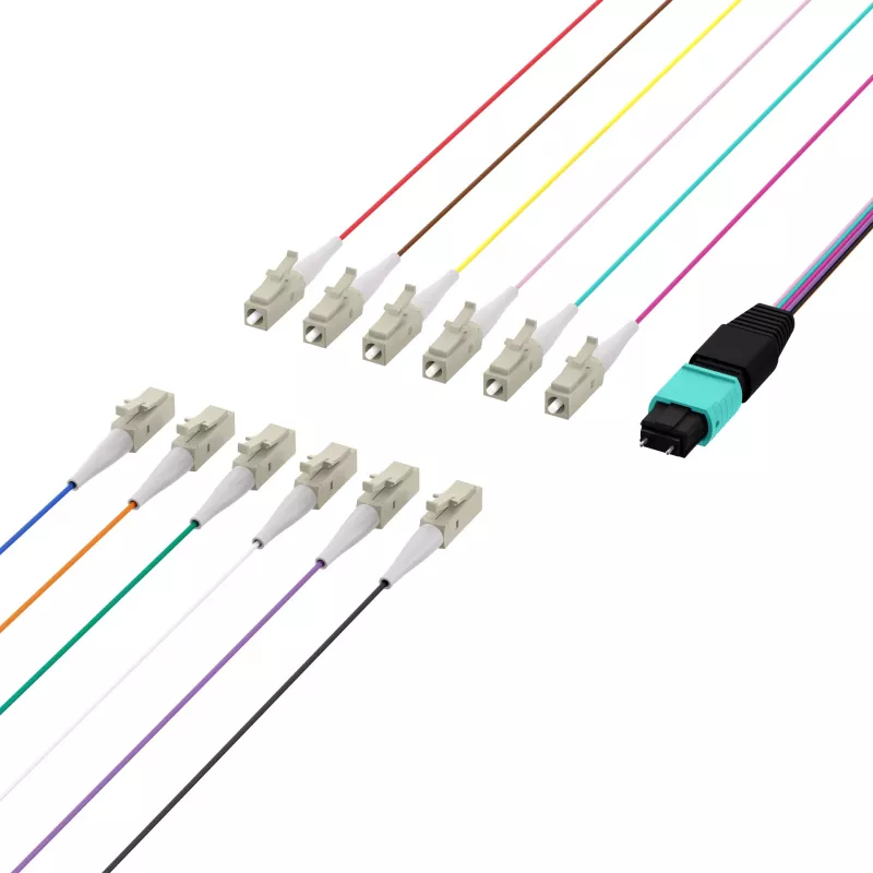 MPO-PLUS (M) a LC cable fanout OM3 12 fibras tipo B LSZH aqua 1m MPOM12LCOM3-1