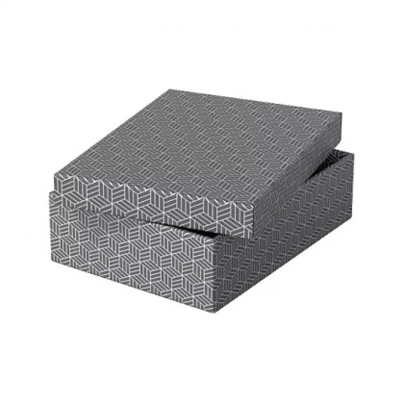 Esselte Home caja de almacenamiento y regalo M, set de 3, gris, cartón ondulado 100% reciclado, tapa extraíble 628285