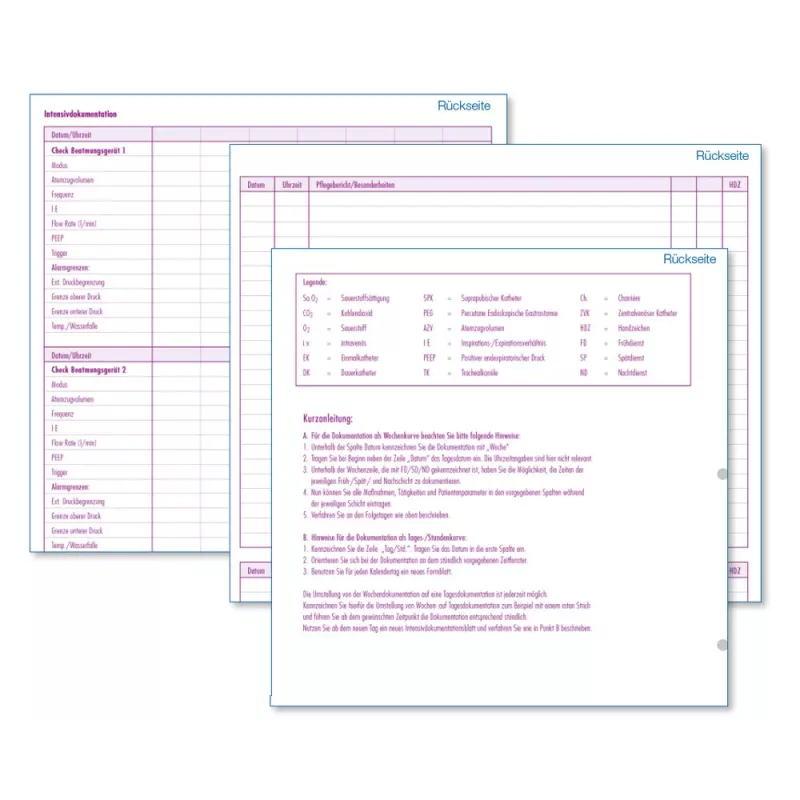 BOI Documentación de cuidados intensivos Ambulatoria Formularios, 50 hojas 9206-00428
