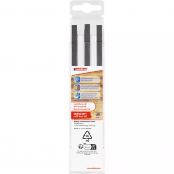 edding 8891 Minas para lápiz de carpintero, HB, gris, 2,0-5,0 mm, 6 piezas 4-8891-6090