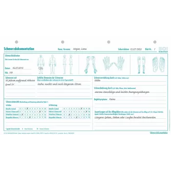 BOI Dokutech formularios de documentación del dolor, A4, 50 hojas, hojas sueltas, blanco 9206-00239