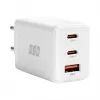 EFB Elektronik cargador de pared GaN de 65W 2x USB-C + USB-A PD3.0 QC3.0 blanco G651A2CE