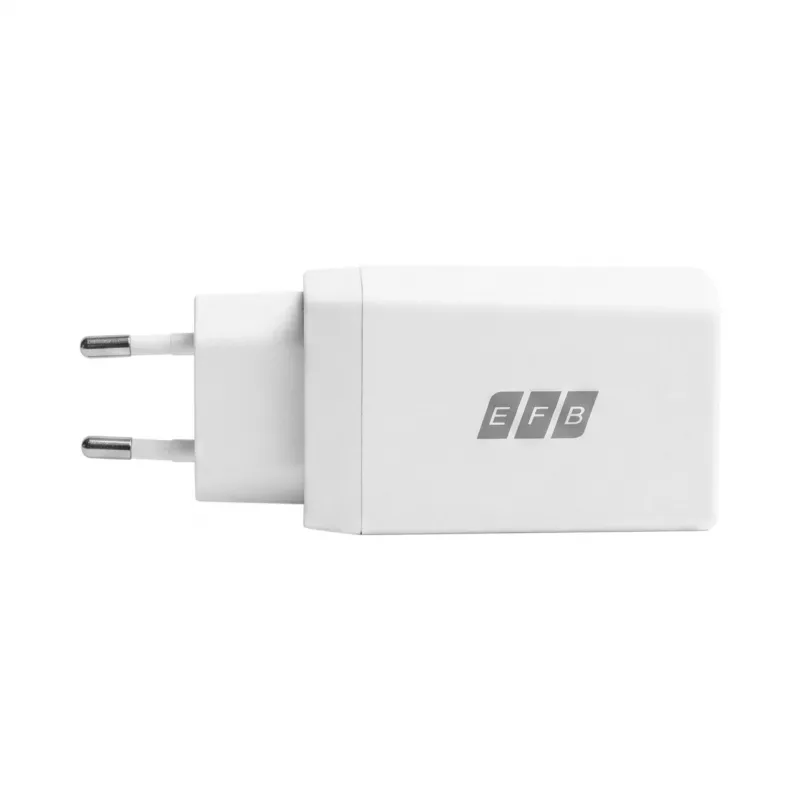EFB Elektronik cargador de pared GaN de 65W 2x USB-C + USB-A PD3.0 QC3.0 blanco G651A2CE