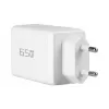 EFB Elektronik cargador de pared GaN de 65W 2x USB-C + USB-A PD3.0 QC3.0 blanco G651A2CE