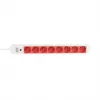 EFB Elektronik EK631CD.1GRV2 regleta de enchufes para rack de 19 pulgadas 1U, 8x tomas CEE 7/3 rojas, entrada IEC C14, protección de sobrecarga 10A, gris
