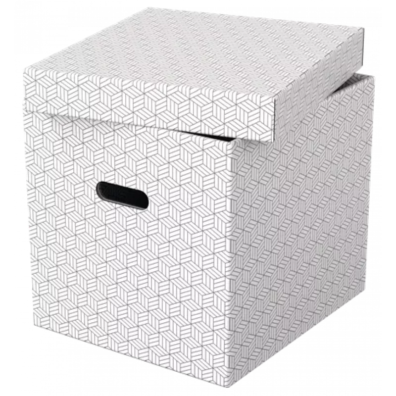 LEITZ Home Cube Set de cajas de almacenamiento con 3 uds., blanco, cartón ondulado 100% reciclado, tapa extraíble 628288