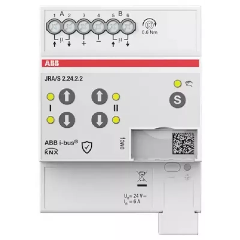 ABB JRA/S2.24.2.2 Actuador de persianas/estores, 2 canales, 24V, funcionamiento manual, KNX 2CDG110295R0011