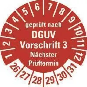 HEIN Industrieschilder DGUV V3 Placa de inspección NP26-31, redonda 20 mm, adhesivo permanente, blanca, 500/rollo 185658