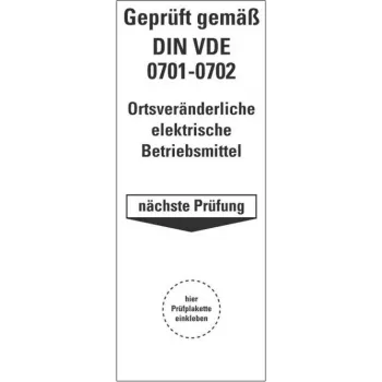HEIN 178140 Placa de inspección para DIN VDE 0701-0702, autoadhesiva, amarilla, 50 x 25 mm, 100 etiquetas
