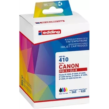 Edding 18-410-01 set de cartuchos de tinta compatibles para Canon PGI-5BK y CLI-8 (negro, cian, magenta, amarillo)