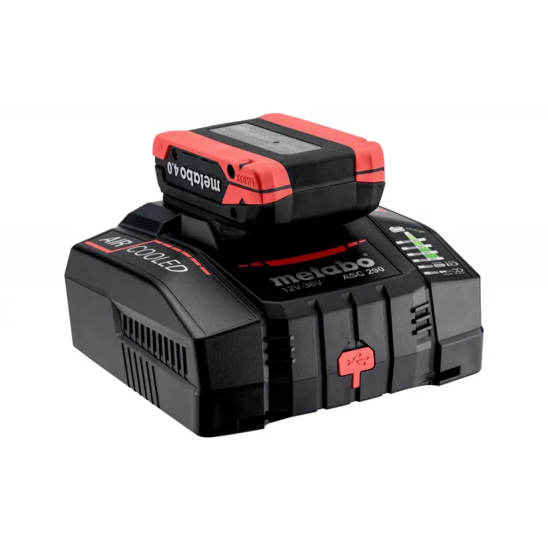Metabo ASC 290 Cargador rápido refrigerado por aire 12-36 V, 8,0 A, Li-Ion/LiHD, montaje en pared, indicador LED 627370000