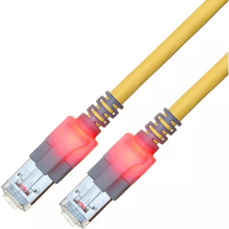 ZVK GMBH Easylan DualBoot Cable de parcheo LED RJ45 S/FTP Cat.6 (Class E), con conector saCon, LSOH, Amarillo, 25 m CS1OYCDCD0250