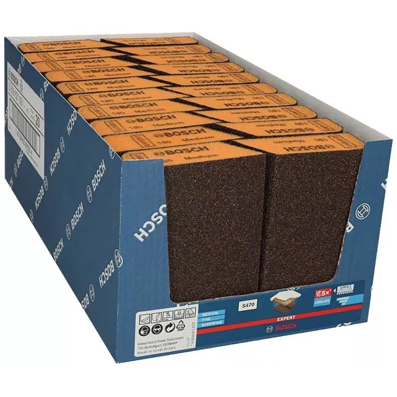 Bosch EXPERT M475 Esponja de lijado, K120 medio, óxido de aluminio, húmedo y seco, bloque rectangular 2608621921