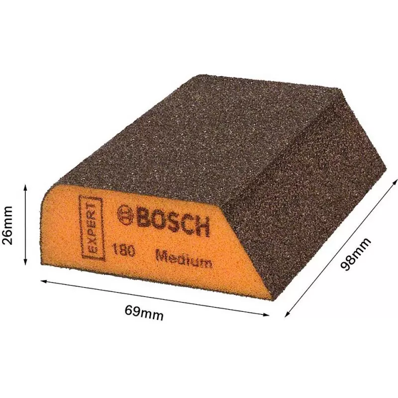 Bosch EXPERT M475 Esponja de lijado, K120 medio, óxido de aluminio, húmedo y seco, bloque rectangular 2608621921