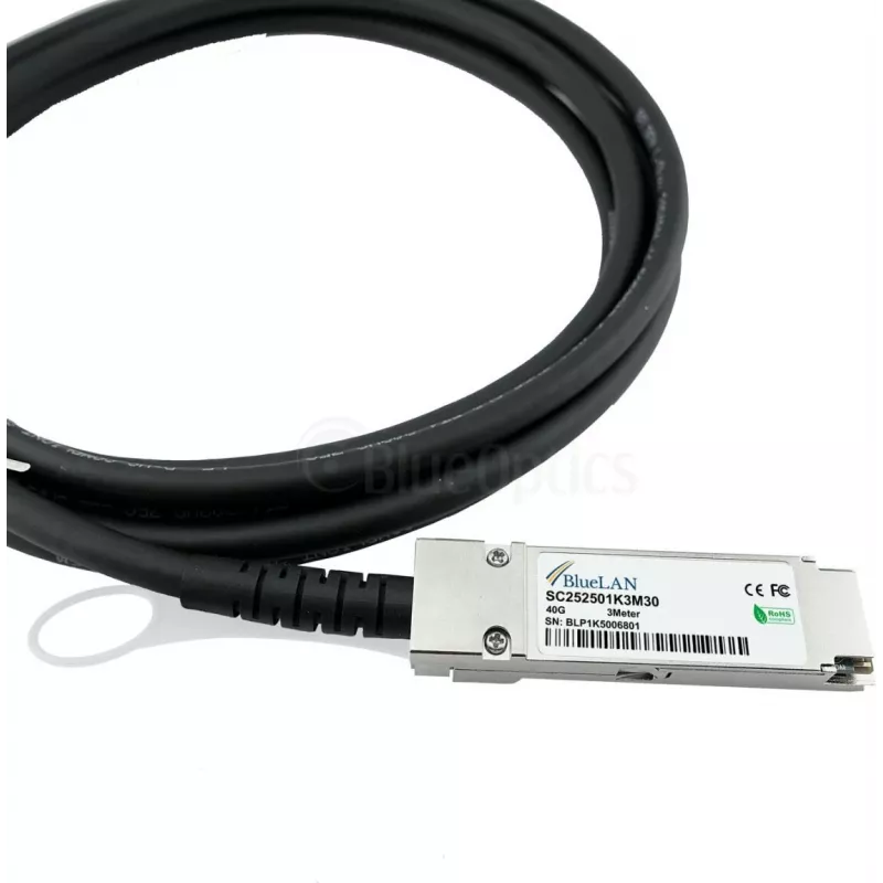 BlueLAN Cable Direct Attach QSFP+, 40GBASE-CR4, Ethernet/InfiniBand QDR, 28 AWG, 5 m, compatible con H3C LSWM1QSTK5 LSWM1QSTK5-BL