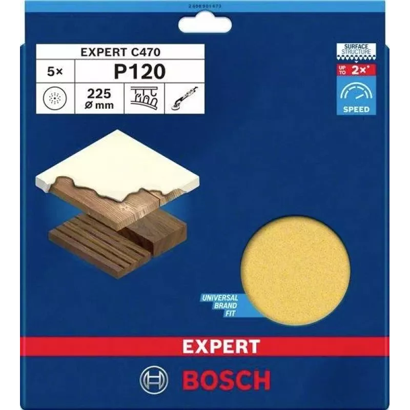 Bosch Expert M480 Disco de lijado para lijadora de placas de yeso, 225 mm, grano 120, pack de 5 2608901673