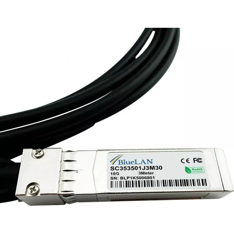 BlueLAN Cable Direct Attach pasivo SFP+ a SFP+ 10GBASE-CR, 0,5 m, AWG30 (SFPP-DAC-0.5M-BL)