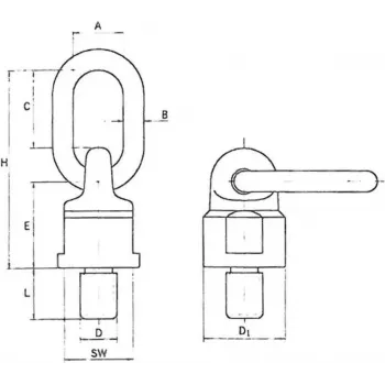 Wiedenmann Lifting Swivel Eye Bolt M16x32 TF 1.5t GÜ8 360° Rotatable Red 55wawk1500-m16x32