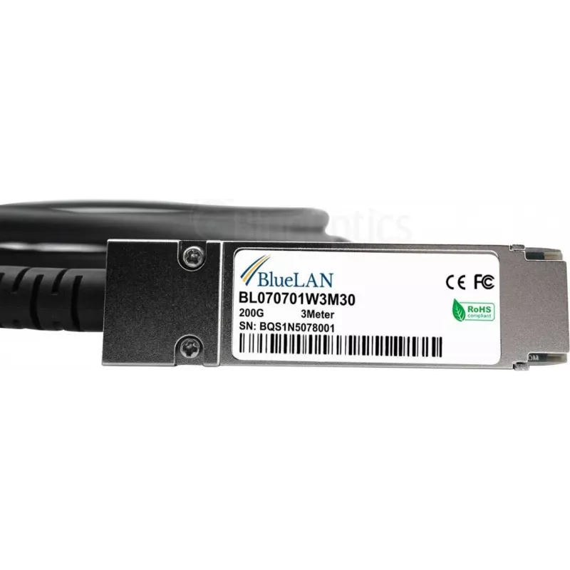 BLUELAN cable Direct Attach QSFP56 compatible con Infortrend 9624CM200CAB2-0030, 200GBASE-CR4, Ethernet, 30AWG, 3 metros 9624CM200CAB2-0030-BL