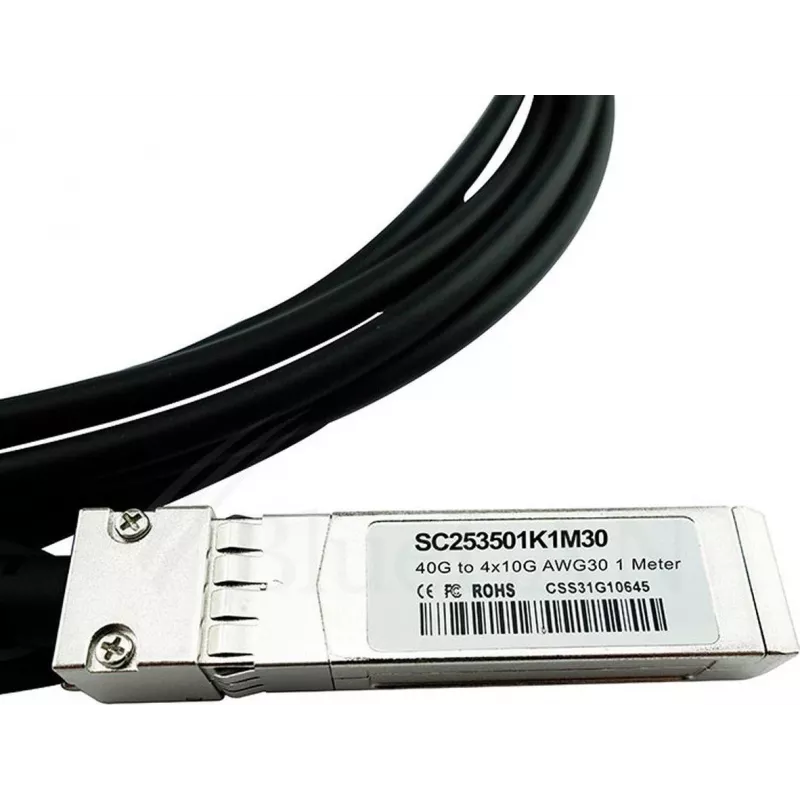 BlueLAN LSWM1QSTK3-BL cable breakout Direct Attach pasivo QSFP 40GBASE-CR4 a 4x10GBASE-CR SFP+, 1m, AWG30