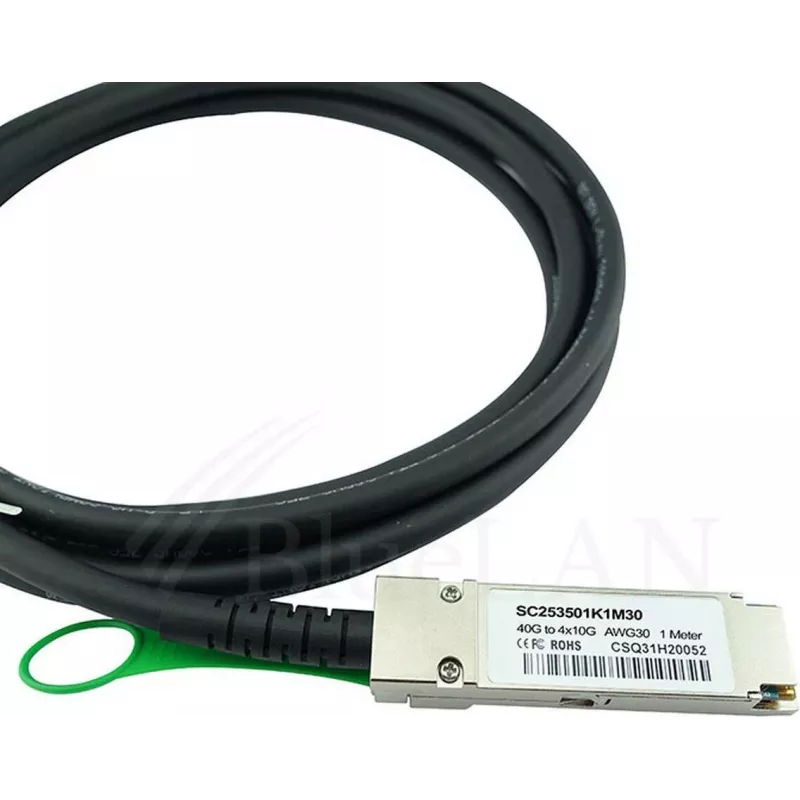 BlueLAN LSWM1QSTK3-BL cable breakout Direct Attach pasivo QSFP 40GBASE-CR4 a 4x10GBASE-CR SFP+, 1m, AWG30