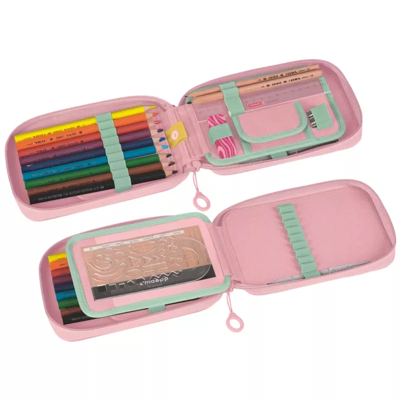 BRUNNEN s'maepp Sweet Unicorn Estuche escolar relleno rosa pastel/verde 16 piezas 20,0 x 4,5 cm 104942001