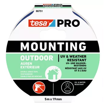 tesa Montage PRO Outdoor 66751-00001-00 Cinta de montaje transparente, 5 m x 19 mm, 1 rollo