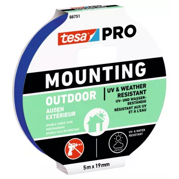 tesa Montage PRO Outdoor 66751-00001-00 Cinta de montaje transparente, 5 m x 19 mm, 1 rollo