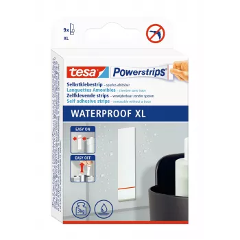 Tesa Powerstrips Waterproof XL Tiras adhesivas para hasta 9 kg, blanco, 9 tiras 40519-00000-00