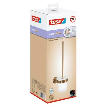 tesa MOON BRONZE Set de cepillo de inodoro con montaje adhesivo, cristal y metal 40601-00000-00